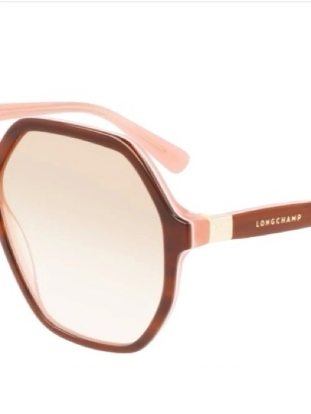 Longchamp LO707S 208 (Havana/Rose) Geometric/Hexagonal Sunglasses 58-15-140 NWOT